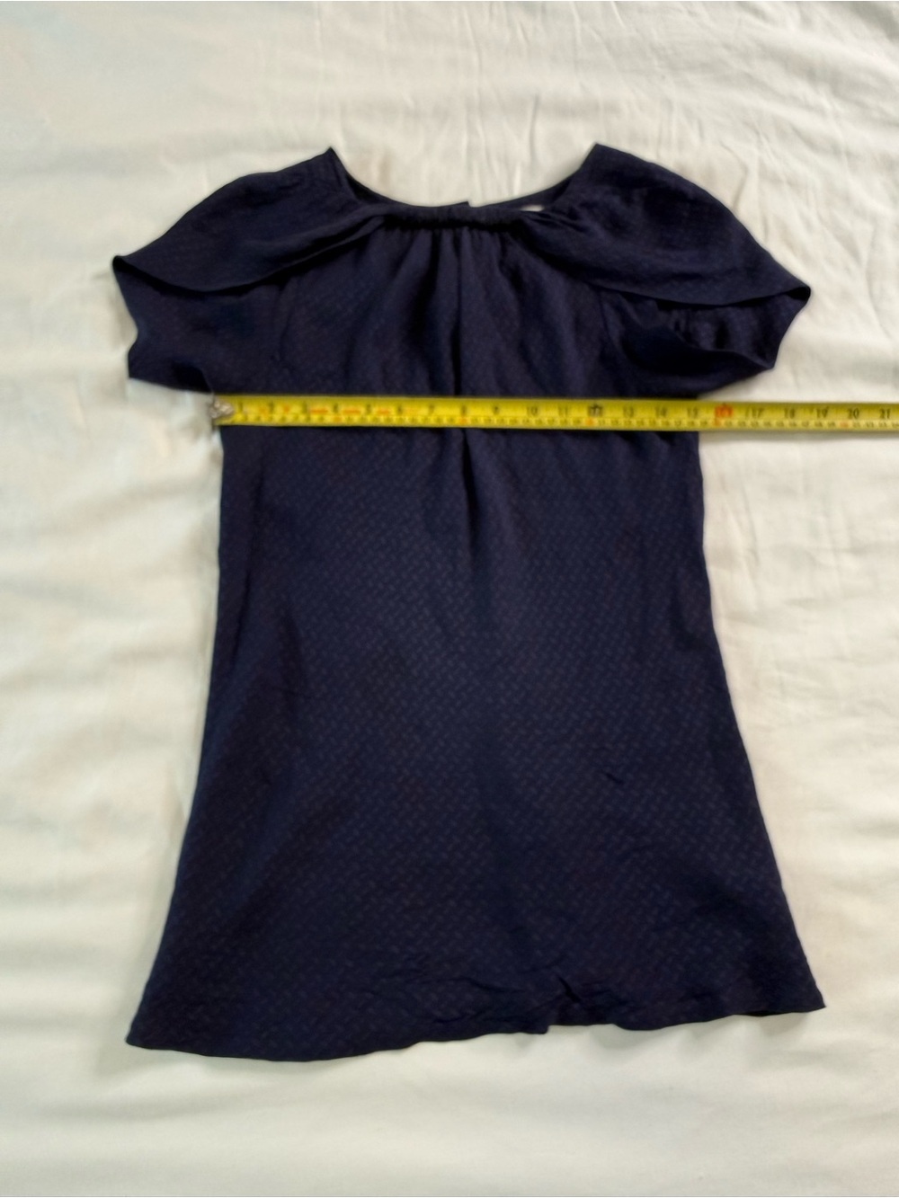 Shoshanna Silk Navy Petal Collar Jacquard Blouse Medium - Picture 11 of 12